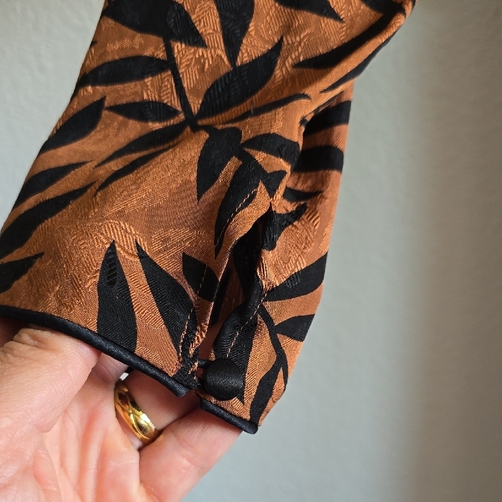 Brown Long Sleeve Wrap Dress with V-Neck - Picture 6 of 14